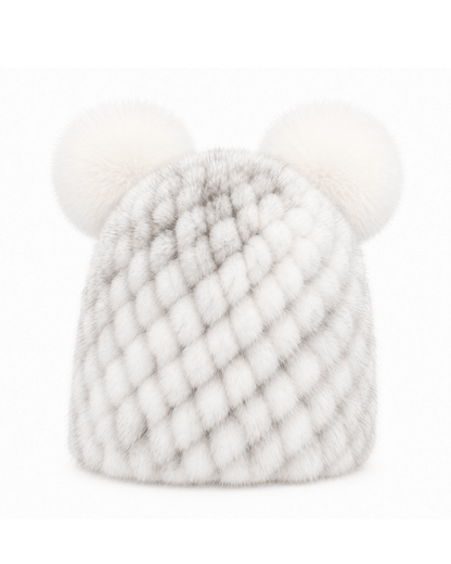 Damen-Strickmütze mit zwei Bommeln-Hat for women-Alpenkind