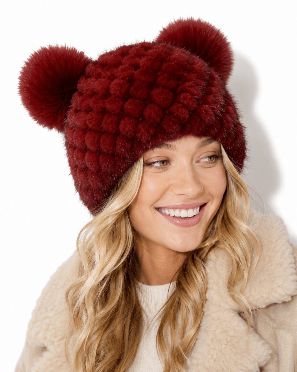 Damen-Strickmütze mit zwei Bommeln-Hat for women-Alpenkind