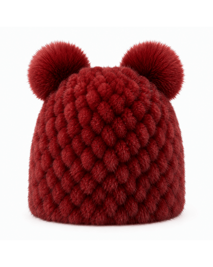 Damen-Strickmütze mit zwei Bommeln-Hat for women-Alpenkind