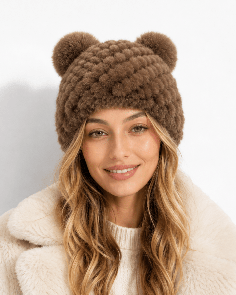 Damen-Strickmütze mit zwei Bommeln-Hat for women-Alpenkind
