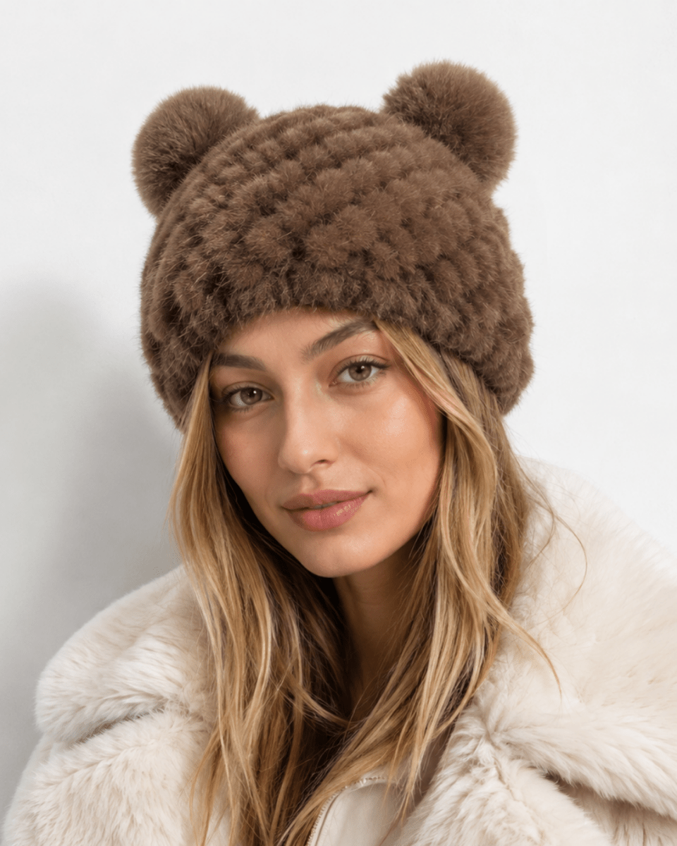 Damen-Strickmütze mit zwei Bommeln-Hat for women-Alpenkind
