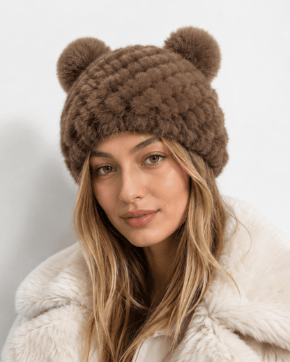 Damen-Strickmütze mit zwei Bommeln-Hat for women-Alpenkind