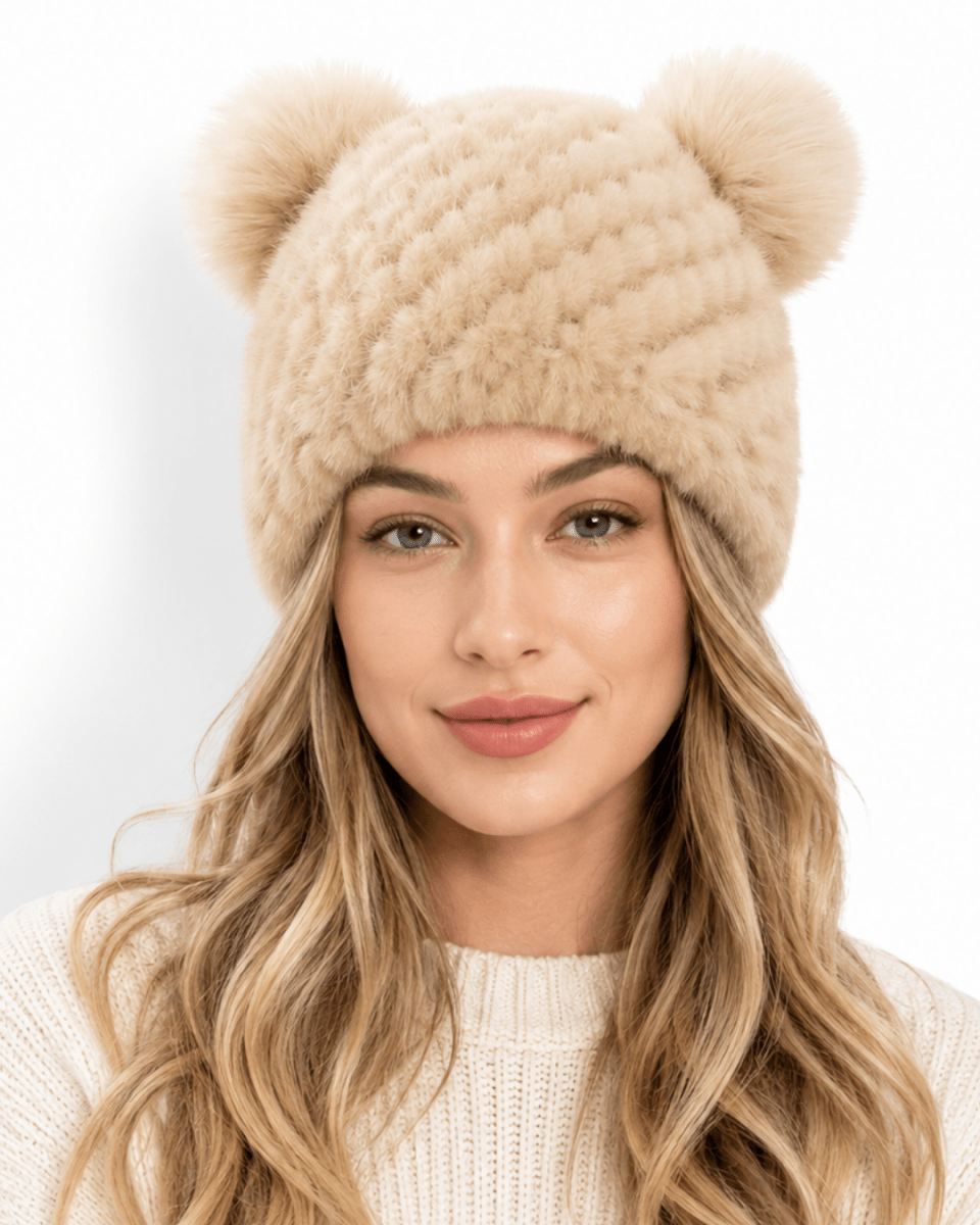 Damen-Strickmütze mit zwei Bommeln-Hat for women-Alpenkind