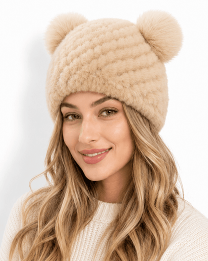 Damen-Strickmütze mit zwei Bommeln-Hat for women-Alpenkind