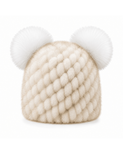 Damen-Strickmütze mit zwei Bommeln-Hat for women-Alpenkind