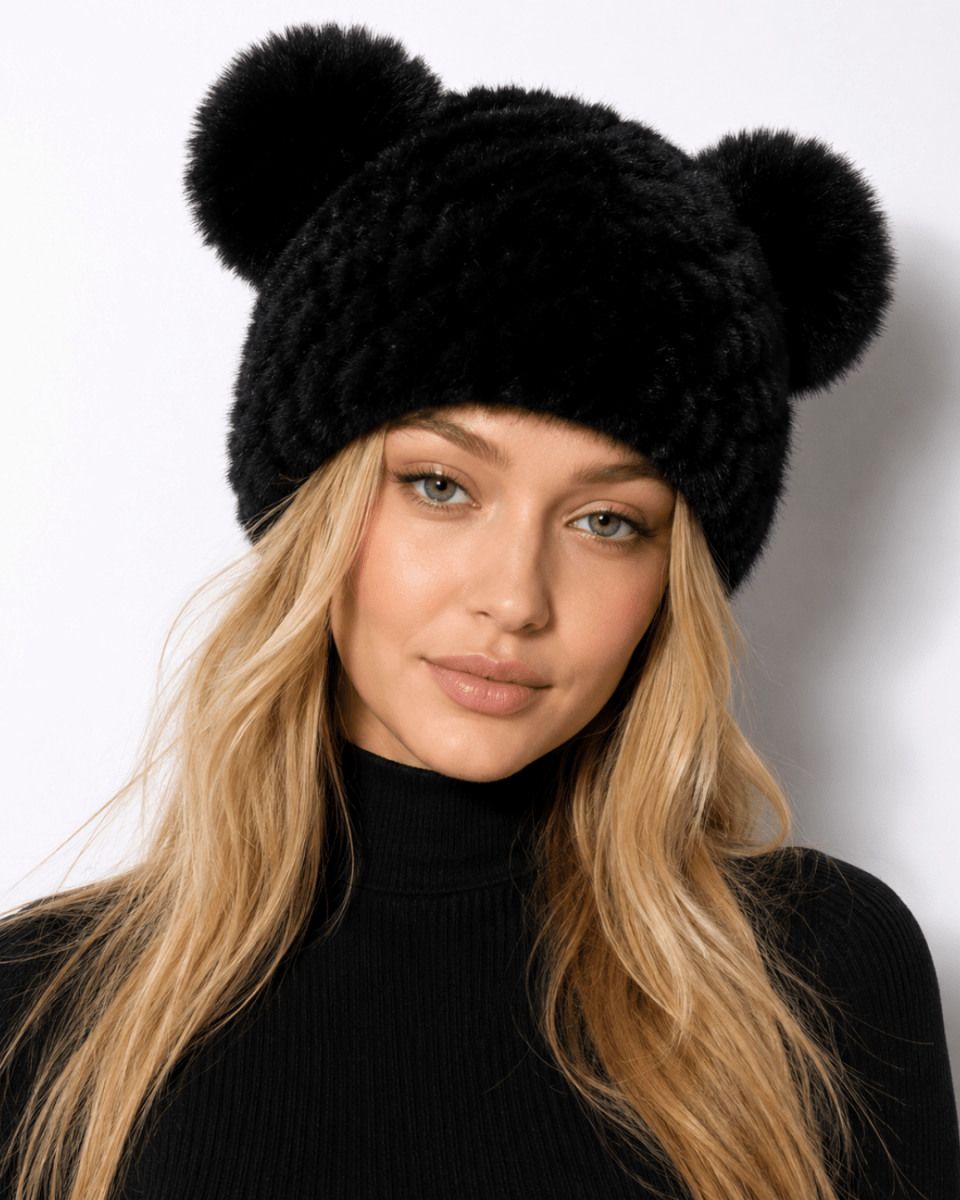 Damen-Strickmütze mit zwei Bommeln-Hat for women-Alpenkind