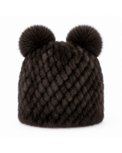 Damen-Strickmütze mit zwei Bommeln-Hat for women-Alpenkind