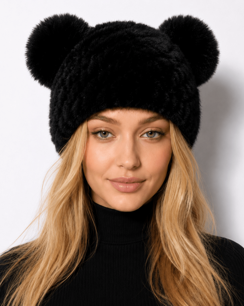 Damen-Strickmütze mit zwei Bommeln-Hat for women-Alpenkind