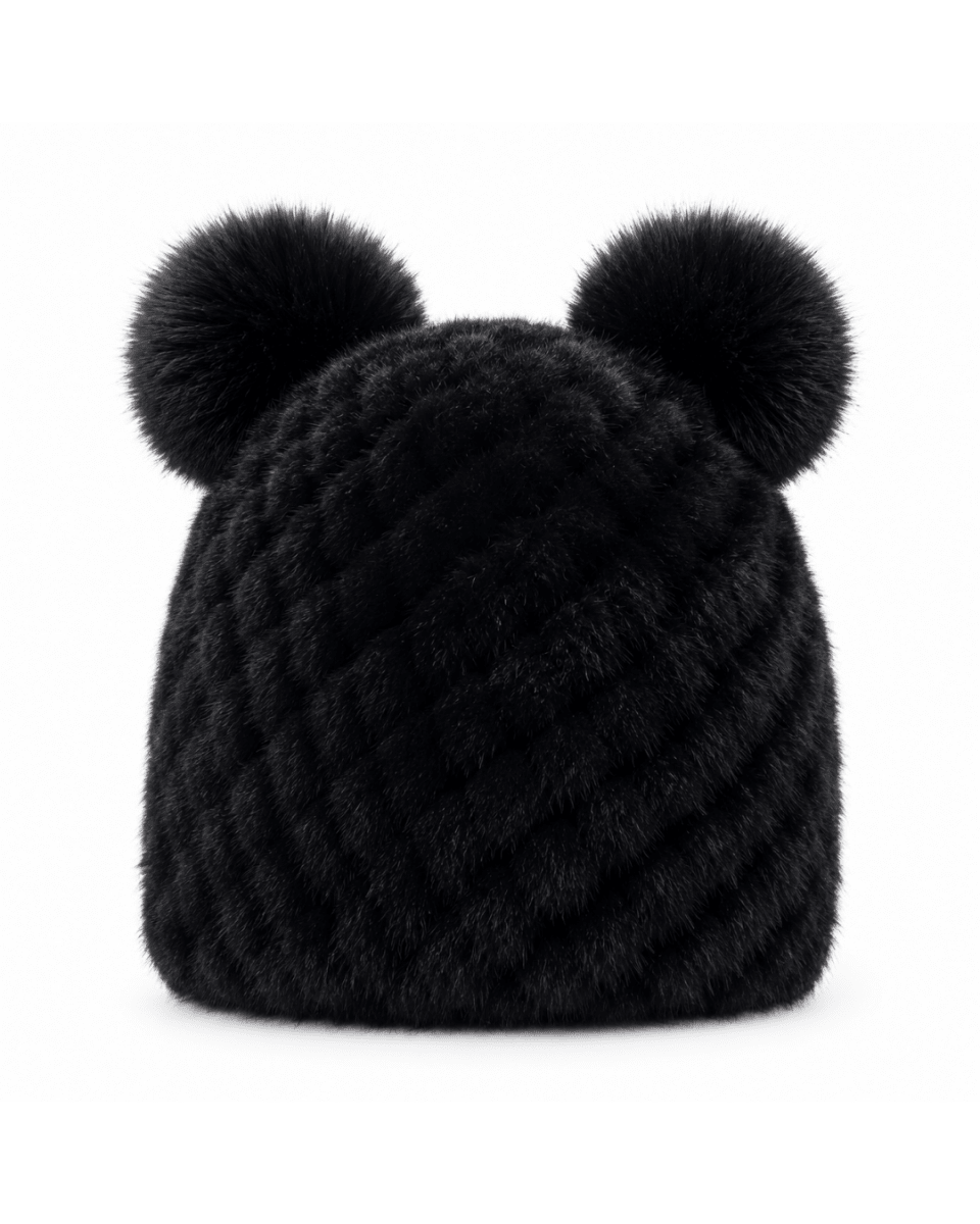 Damen-Strickmütze mit zwei Bommeln-Hat for women-Alpenkind