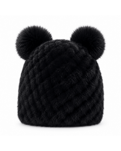 Damen-Strickmütze mit zwei Bommeln-Hat for women-Alpenkind