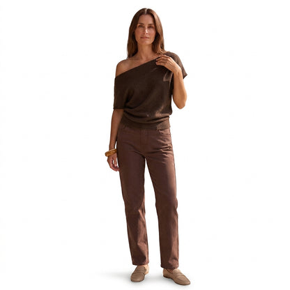 Damen-Strickpullover mit asymmetrischem Ausschnitt-Sweaters for Women-Alpenkind
