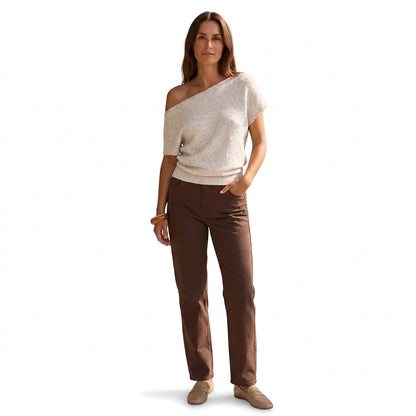 Damen-Strickpullover mit asymmetrischem Ausschnitt-Sweaters for Women-Alpenkind