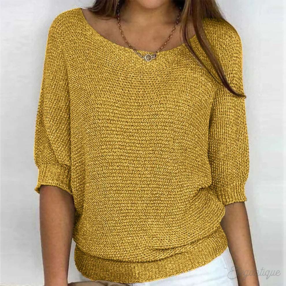 Damen-Strickpullover mit ellbogenlangen Ärmeln-Sweaters for Women-Alpenkind