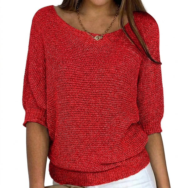 Damen-Strickpullover mit ellbogenlangen Ärmeln-Sweaters for Women-Alpenkind