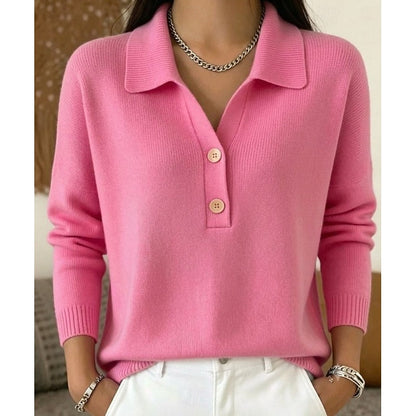 Damen-Strickpullover mit Kragen und Knopfleiste-Sweaters for Women-Alpenkind