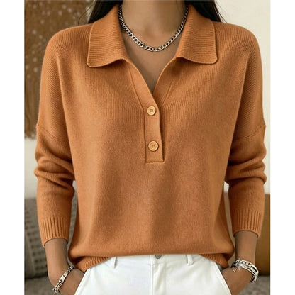 Damen-Strickpullover mit Kragen und Knopfleiste-Sweaters for Women-Alpenkind