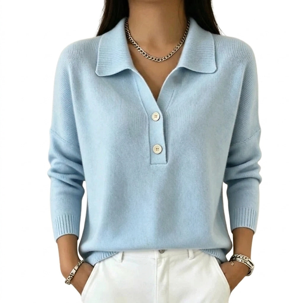Damen-Strickpullover mit Kragen und Knopfleiste-Sweaters for Women-Alpenkind