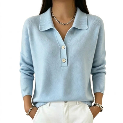 Damen-Strickpullover mit Kragen und Knopfleiste-Sweaters for Women-Alpenkind