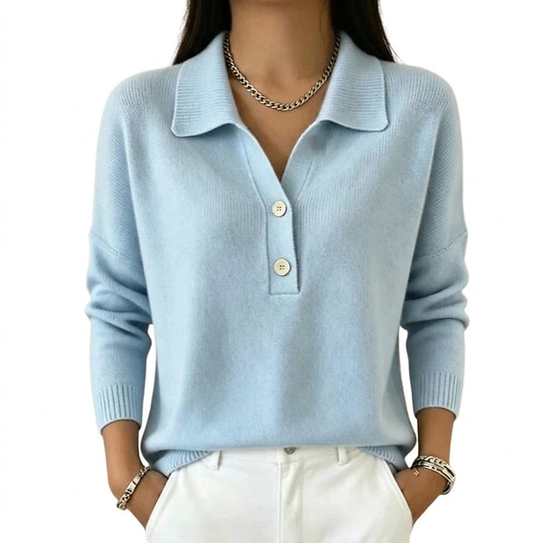 Damen-Strickpullover mit Kragen und Knopfleiste-Sweaters for Women-Alpenkind