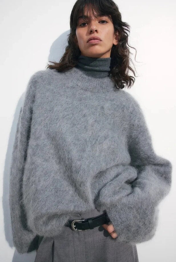 Damen Strickpullover mit Rundhals und überschnittenen Schultern-Sweaters for Women-Alpenkind
