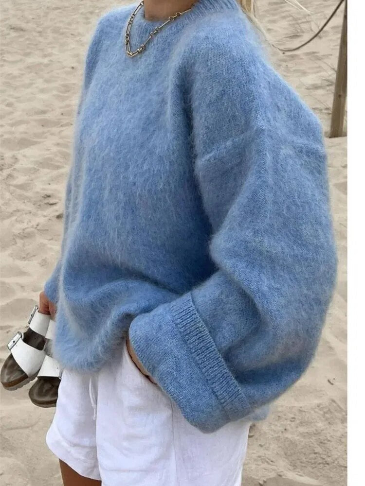 Damen Strickpullover mit Rundhals und überschnittenen Schultern-Sweaters for Women-Alpenkind