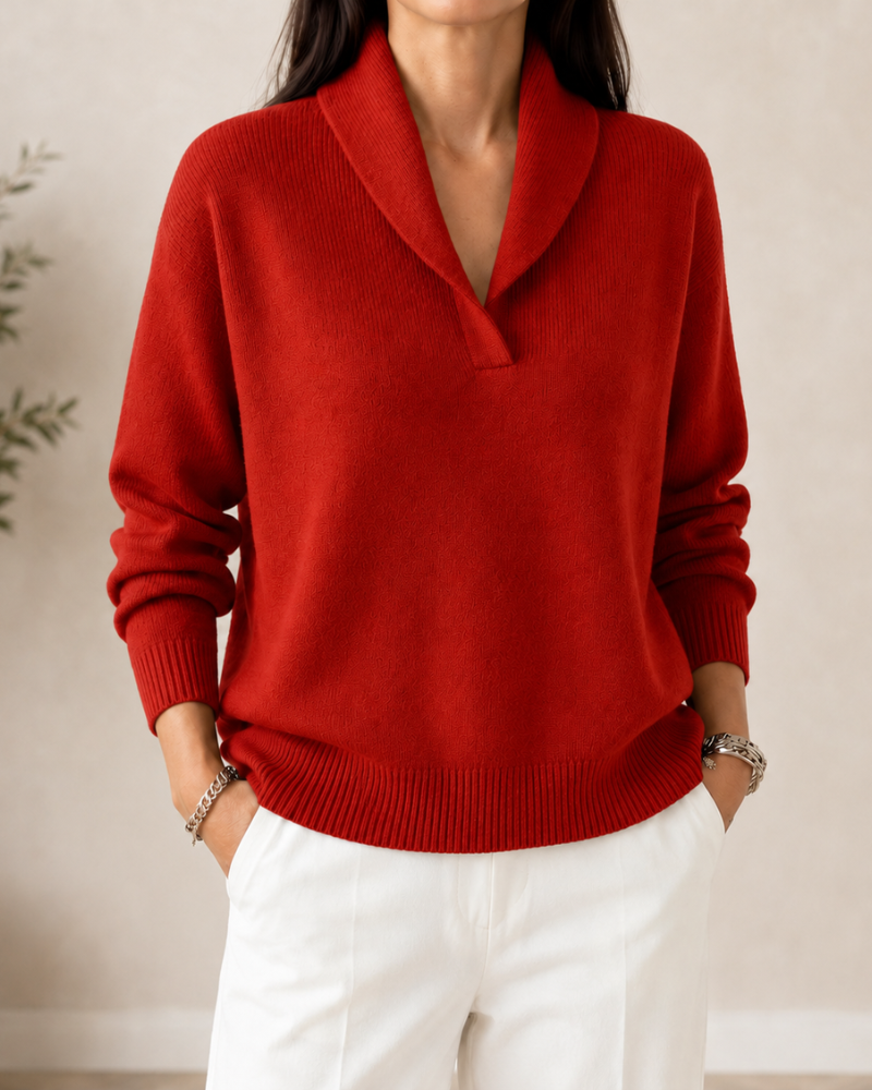 Damen-Strickpullover mit Schalkragen-Sweaters for Women-Alpenkind