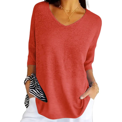 Damen Strickpullover mit V-Ausschnitt und kurzen Ärmeln-Women Sweaters-Alpenkind