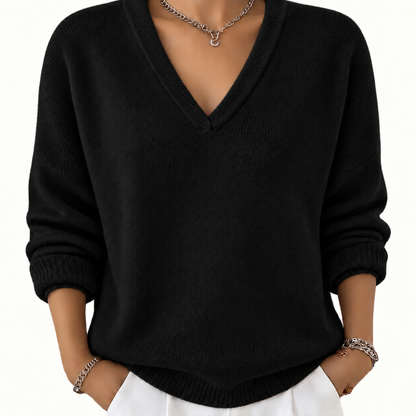 Damen-Strickpullover mit V-Ausschnitt und langen Ärmeln-Sweaters for Women-Alpenkind