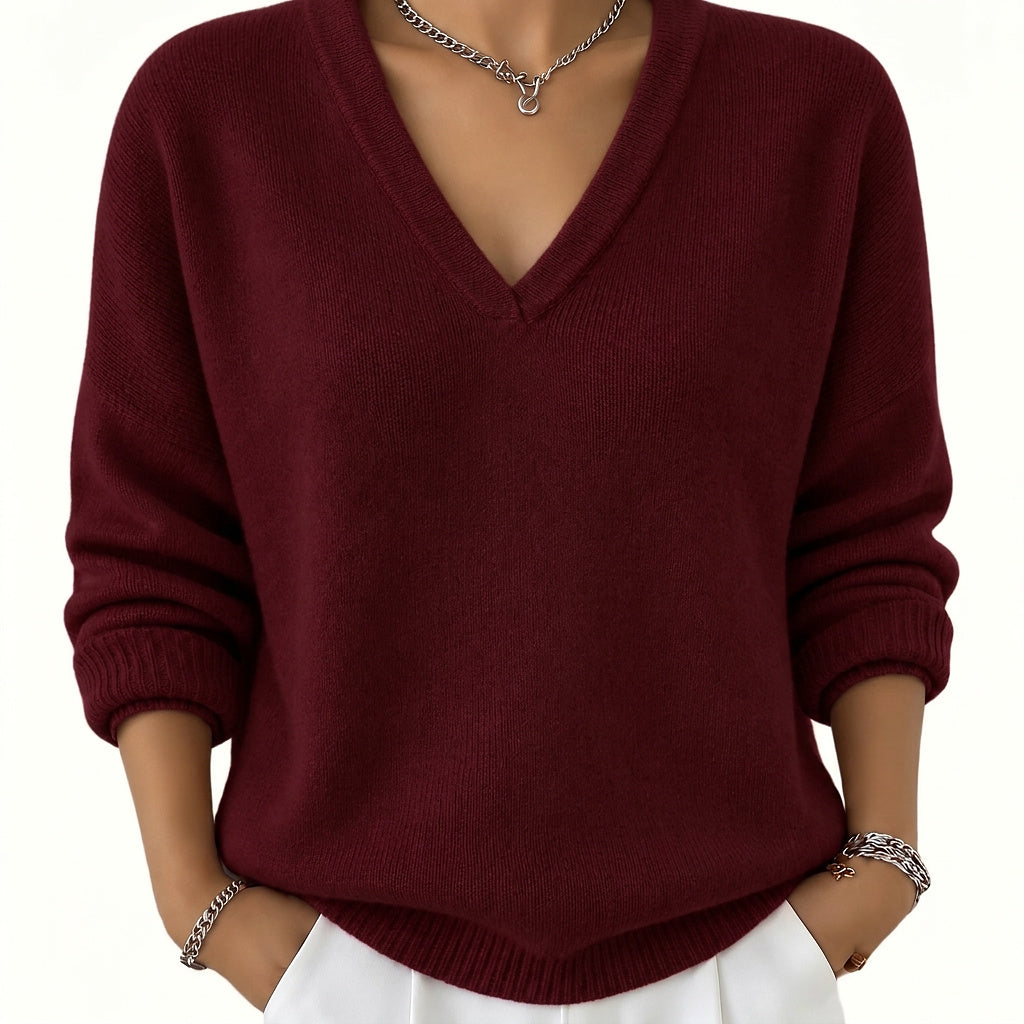 Damen-Strickpullover mit V-Ausschnitt und langen Ärmeln-Sweaters for Women-Alpenkind