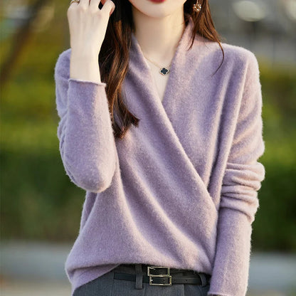 Damen-Strickpullover mit Wickeloptik-Sweaters for Women-Alpenkind