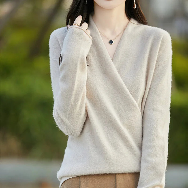 Damen-Strickpullover mit Wickeloptik-Sweaters for Women-Alpenkind