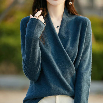 Damen-Strickpullover mit Wickeloptik-Sweaters for Women-Alpenkind