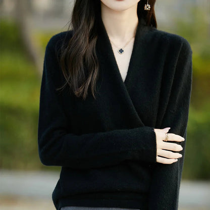 Damen-Strickpullover mit Wickeloptik-Sweaters for Women-Alpenkind