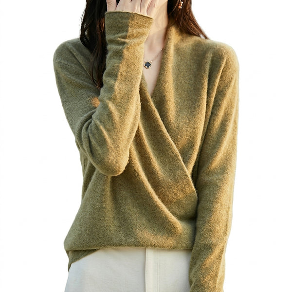 Damen-Strickpullover mit Wickeloptik-Sweaters for Women-Alpenkind