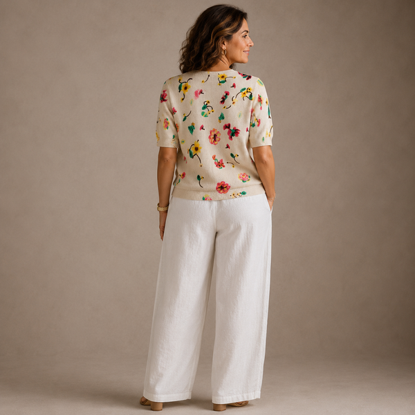 Damen-Stricktop mit Blumenmuster-Tops for women-Alpenkind