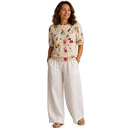 Damen-Stricktop mit Blumenmuster-Tops for women-Alpenkind