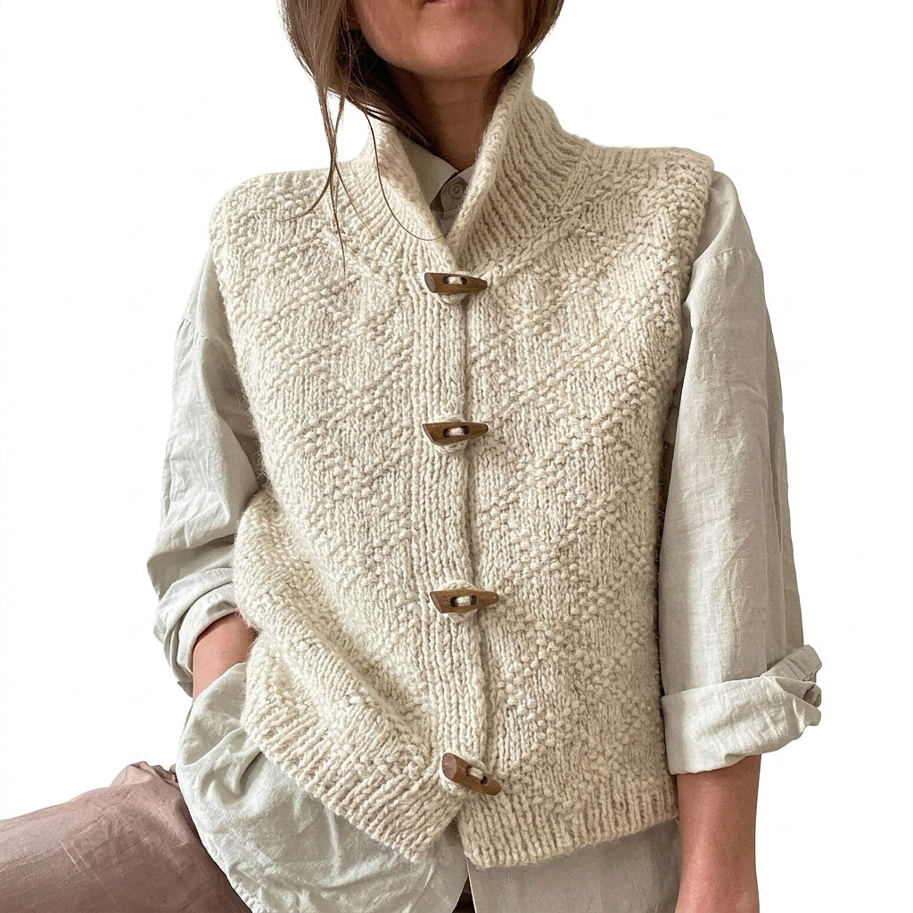 Damen-Strickweste mit Knebelknöpfen-Vest for women-Alpenkind