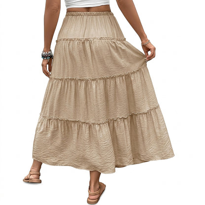 Damen Stufenrock in Maxilänge mit Kordelzug-Maxi Skirt-Alpenkind
