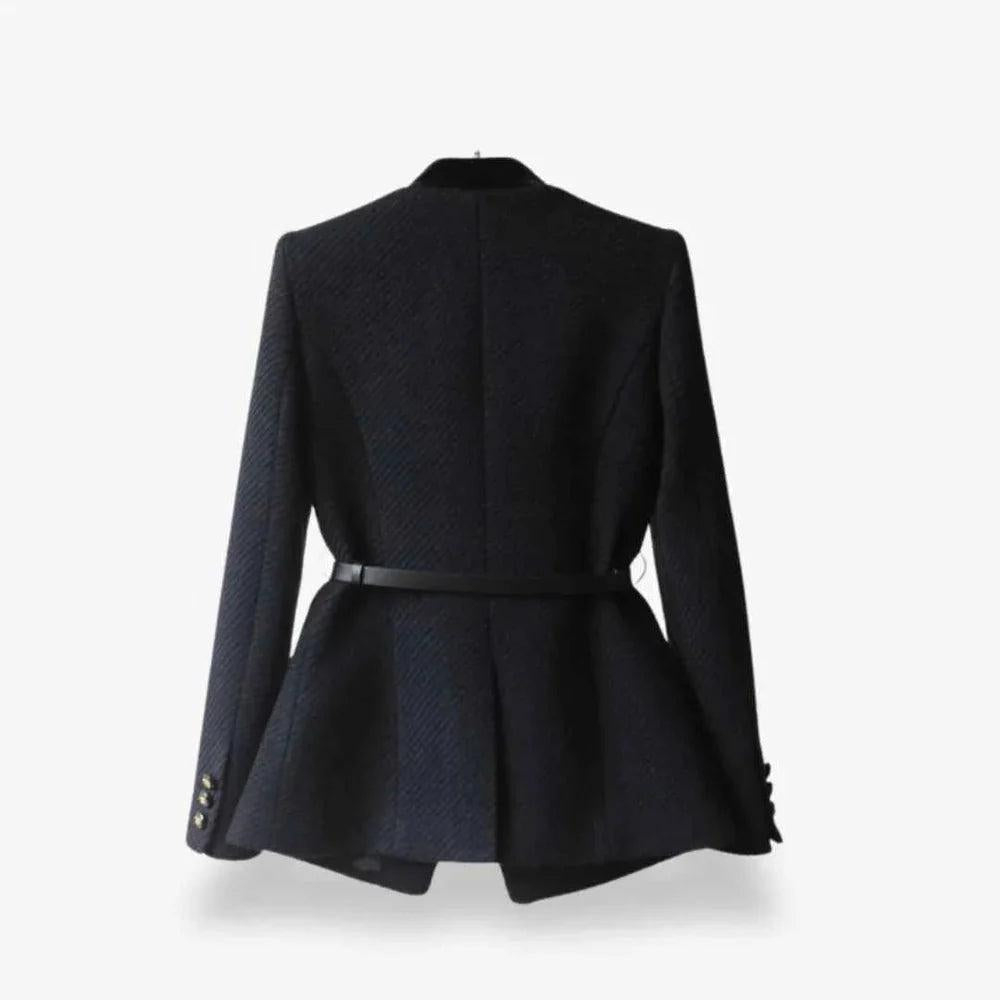 Damen Taillierter Strukturblazer mit Kontrastbesatz-Women Blazer-Alpenkind