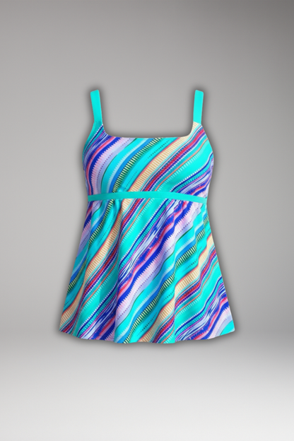Damen Tankini Set mit gemustertem Oberteil und Shorts-Women Swimwear-Alpenkind