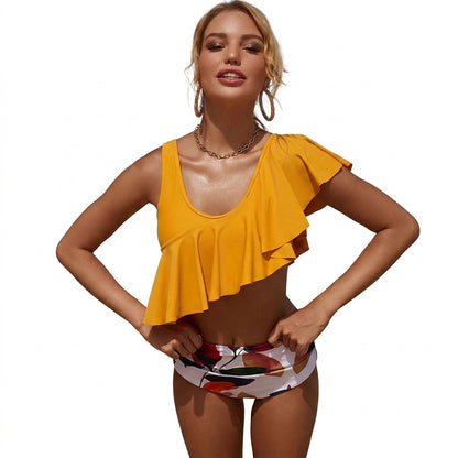 Damen-Tankini-Set mit Rüschen und High-Waist-Hose-Swimwear for Women-Alpenkind