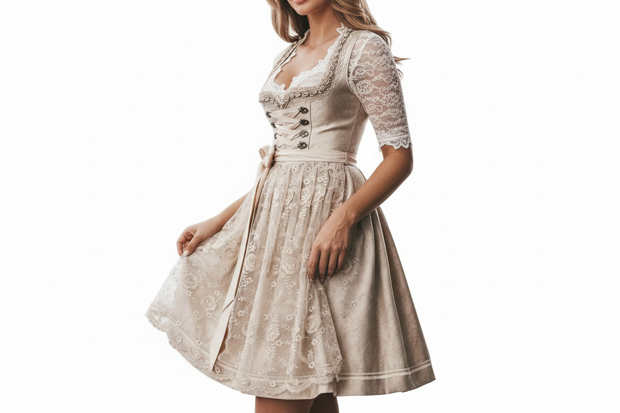 Damen Traditionelles Dirndlkleid mit Spitzenbluse und Schnürmieder-Dirndl for Women-Alpenkind