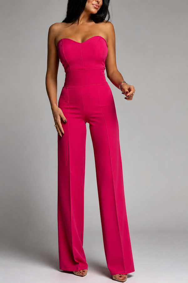 Damen trägerloser Jumpsuit mit herzförmigem Ausschnitt und weitem Bein-Jumpsuits for women-Alpenkind