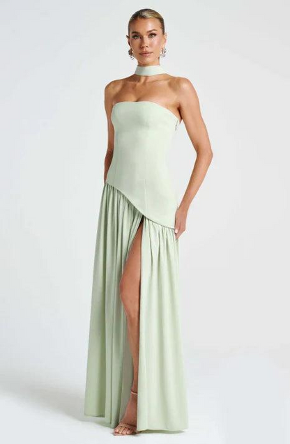 Damen Trägerloses Asymmetrisches Maxikleid-Maxi Dress-Alpenkind