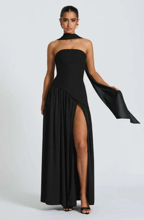 Damen Trägerloses Asymmetrisches Maxikleid-Maxi Dress-Alpenkind