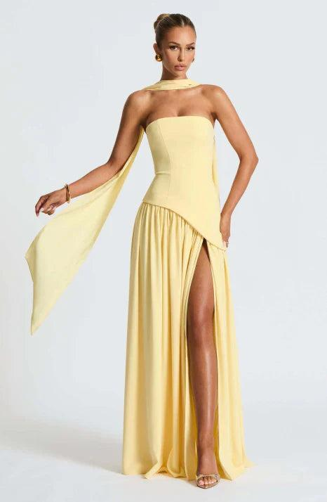 Damen Trägerloses Asymmetrisches Maxikleid-Maxi Dress-Alpenkind