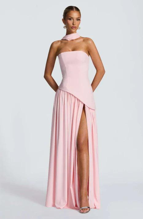 Damen Trägerloses Asymmetrisches Maxikleid-Maxi Dress-Alpenkind