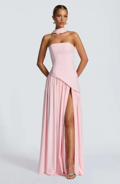 Damen Trägerloses Asymmetrisches Maxikleid-Maxi Dress-Alpenkind