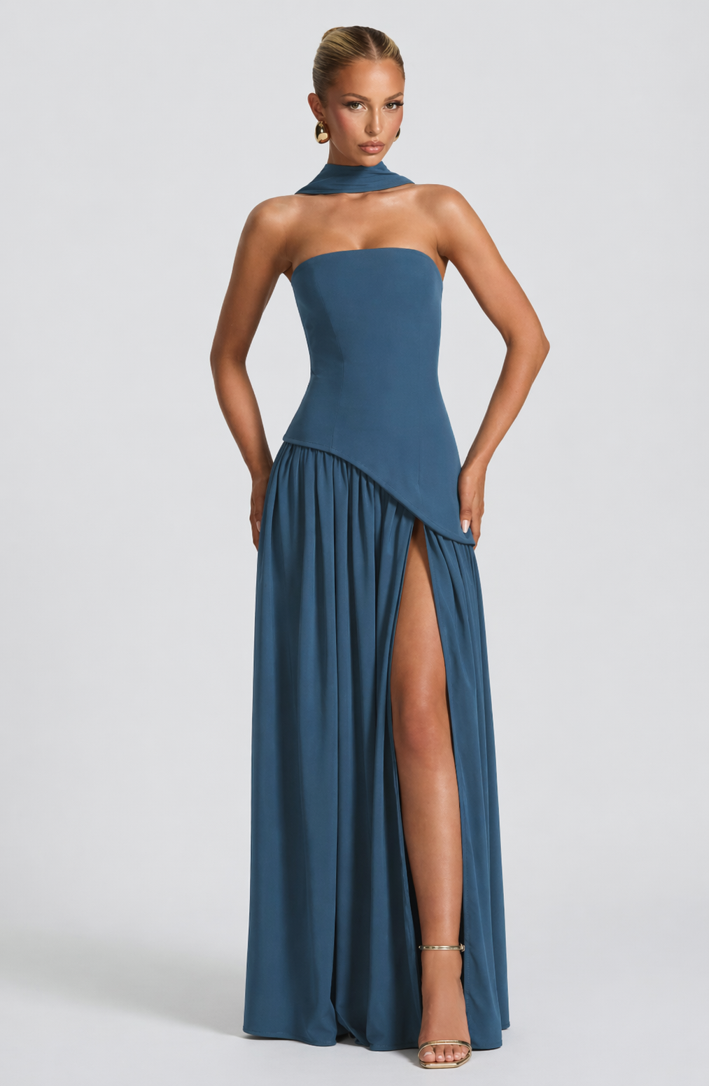 Damen Trägerloses Asymmetrisches Maxikleid-Maxi Dress-Alpenkind