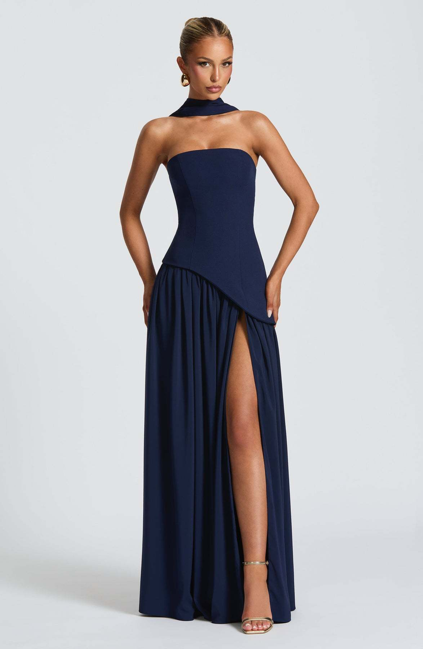 Damen Trägerloses Asymmetrisches Maxikleid-Maxi Dress-Alpenkind